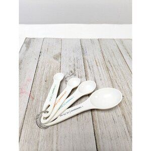 Measuring Spoons Set of 4 White 1 TBSP 1 Tsp 1/2 Tsp 1/4 Tsp
